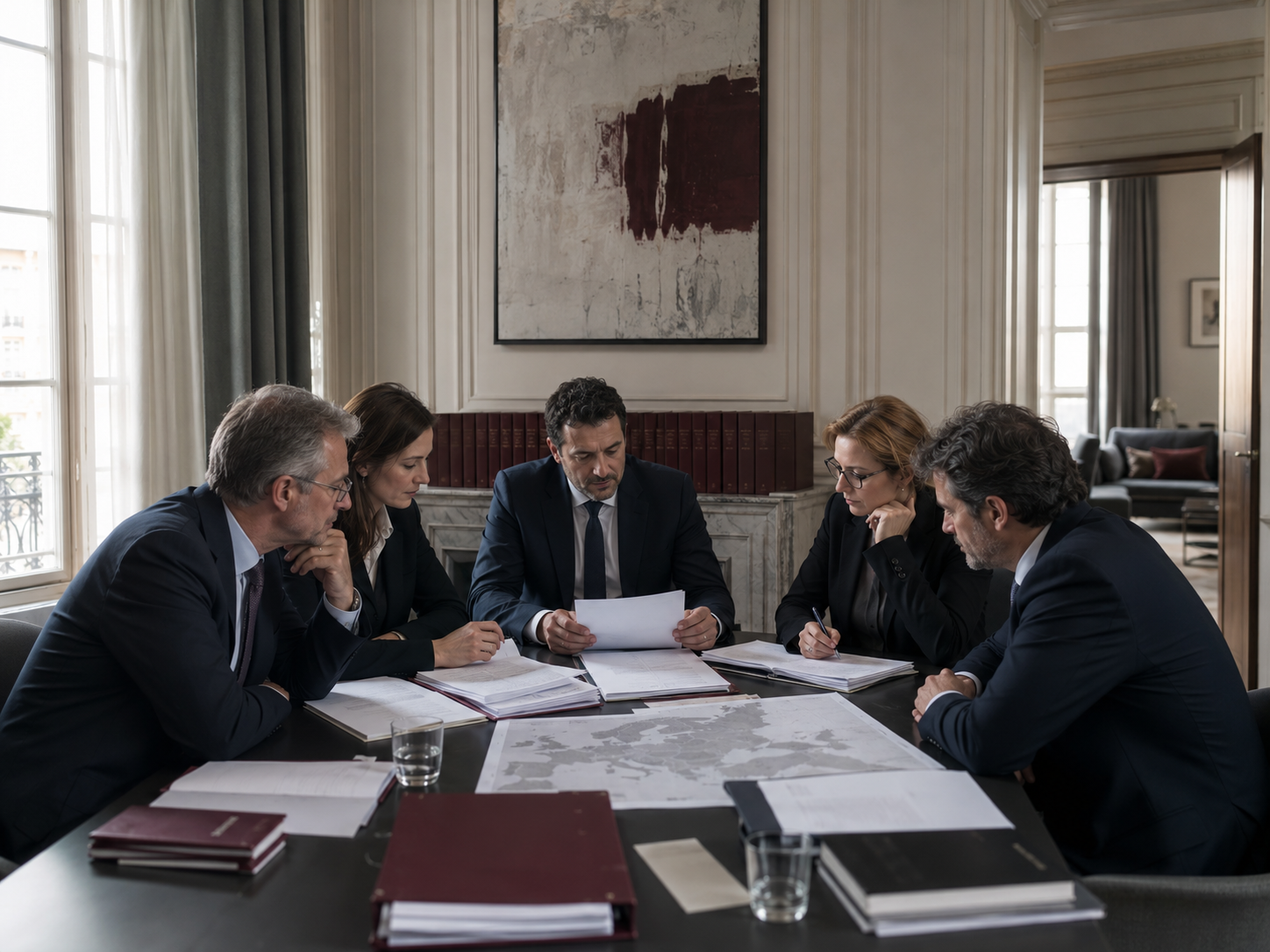 Independent legal professionals reviewing membership and cooperation documents